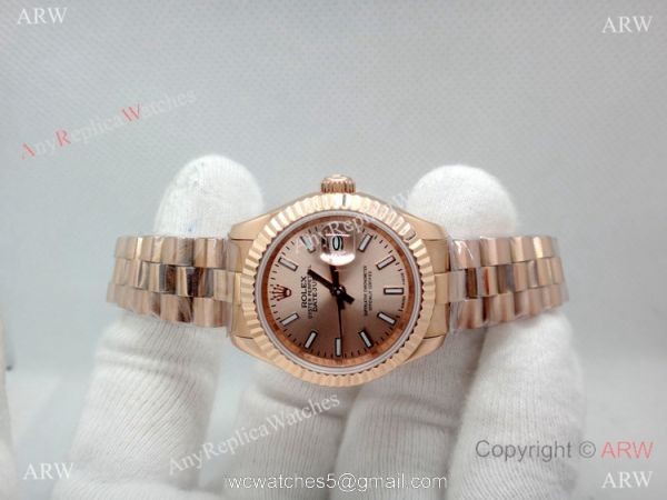 Rose Gold Rolex Presidential Replica Watch 28mm Women Rose Gold Rolex Presidential Replica Watch 28mm Women