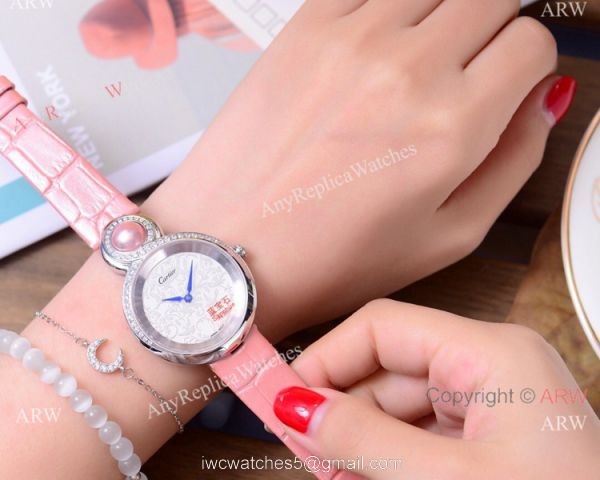 High Quality Copy Cartier Women watches Rose Gold Blue Leather Strap High Quality Copy Cartier Women watches Rose Gold Blue Leather Strap