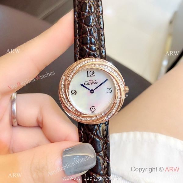 Perfect Replica Cartier Rose Gold White MOP Dial Watches For Sale Perfect Replica Cartier Rose Gold White MOP Dial Watches For Sale