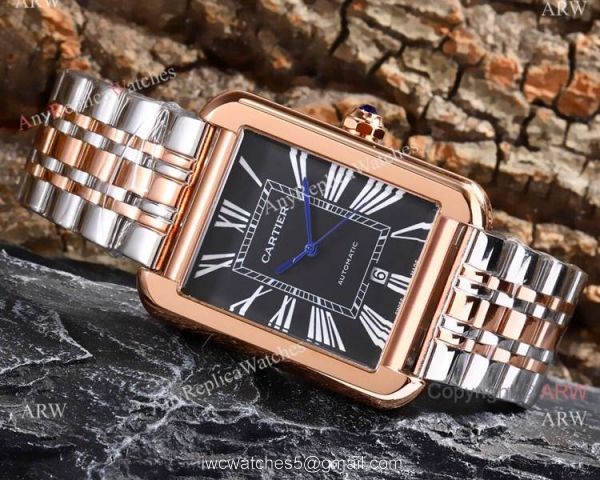 Replica Cartier Tank Solo Stainless Steel Black Roman Dial Watch Automatic Replica Cartier Tank Solo Stainless Steel Black Roman Dial Watch Automatic