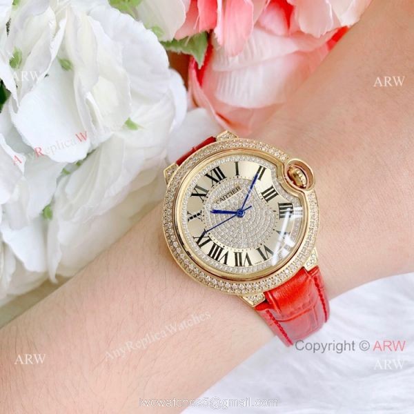 Best Quality Copy Cartier Ballon Bleu De Quartz Watch Yellow Gold Diamond Best Quality Copy Cartier Ballon Bleu De Quartz Watch Yellow Gold Diamond