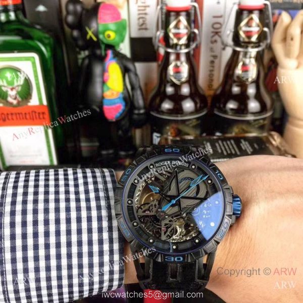 Roger Dubuis Excalibur Skeleton Copy Watch Black DLC Case 46mm Roger Dubuis Excalibur Skeleton Copy Watch Black DLC Case 46mm
