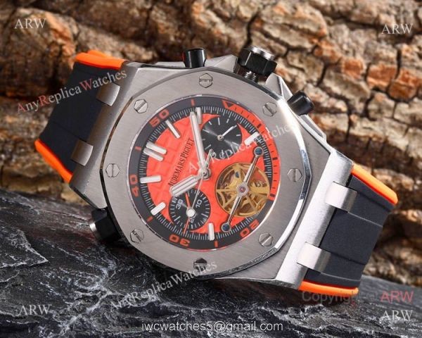 Audemars Piguet Royal Oak Offshore 42mm Watch SS Tourbillon Yellow Face Audemars Piguet Royal Oak Offshore 42mm Watch SS Tourbillon Yellow Face