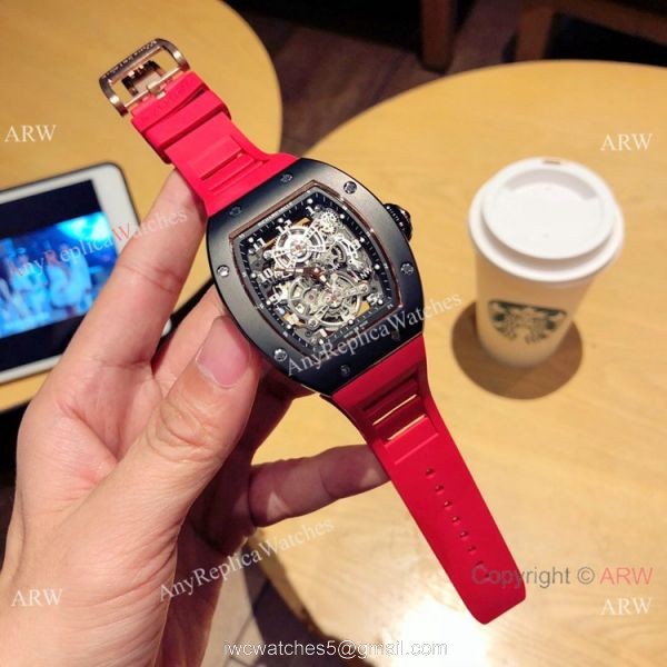 Richard Mille Knock off RM 17-01 Watches Black Case White Rubber Strap Richard Mille Knock off RM 17-01 Watches Black Case White Rubber Strap