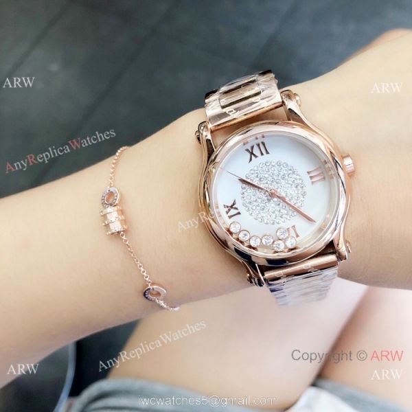 High Quality Chopard Happy Sport Quartz Watch Rose Gold Gray Dial High Quality Chopard Happy Sport Quartz Watch Rose Gold Gray Dial