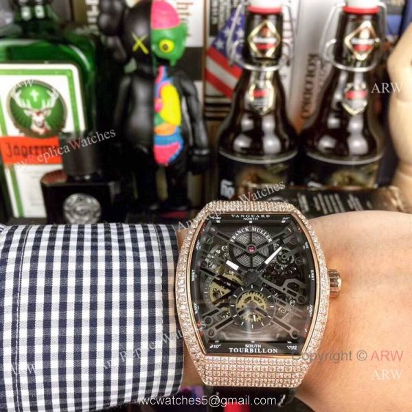 New Copy Franck Muller Vanguard Tourbillon White Dial Rose Gold Watch New Copy Franck Muller Vanguard Tourbillon White Dial Rose Gold Watch