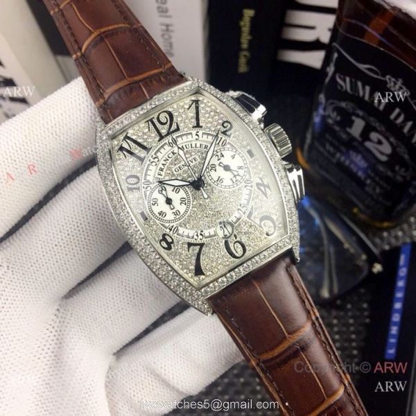 New Copy Franck Muller Mariner Chronograph Iced Out Watch Black Leather Strap New Copy Franck Muller Mariner Chronograph Iced Out Watch Black Leather Strap