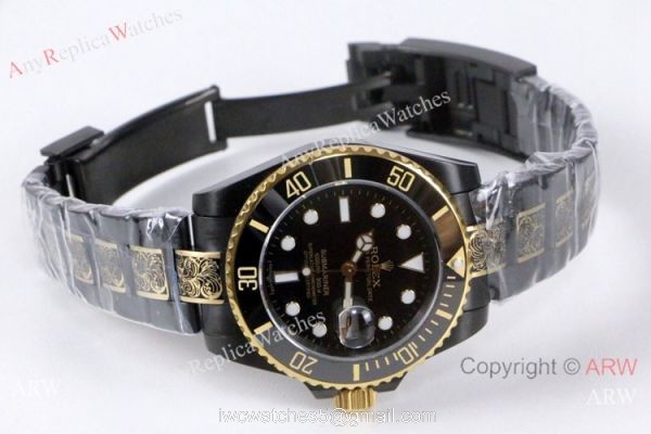 High Quality Rolex Submariner Black Face Two Tone Tattoo Watch 40mm High Quality Rolex Submariner Black Face Two Tone Tattoo Watch 40mm