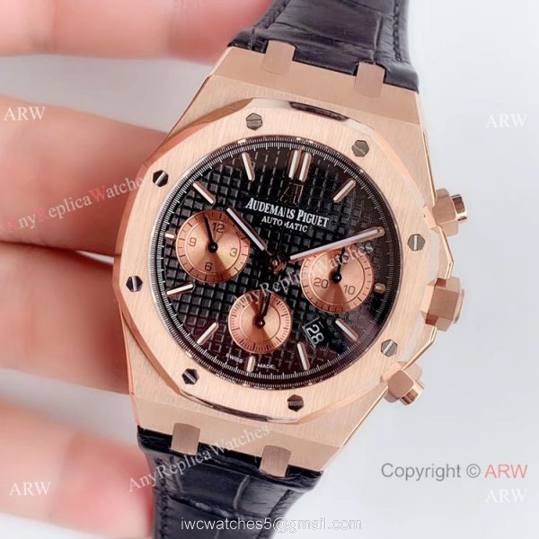 Super Clone Audemars Piguet Royal Oak Rose Gold Black Leather Strap Watch BF Factory Super Clone Audemars Piguet Royal Oak Rose Gold Black Leather Strap Watch BF Factory