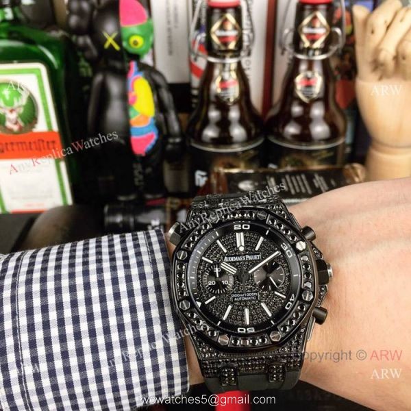 Royal Oak Offshore Diver AP Iced Out Replica Watch Silver Steel Case Royal Oak Offshore Diver AP Iced Out Replica Watch Silver Steel Case