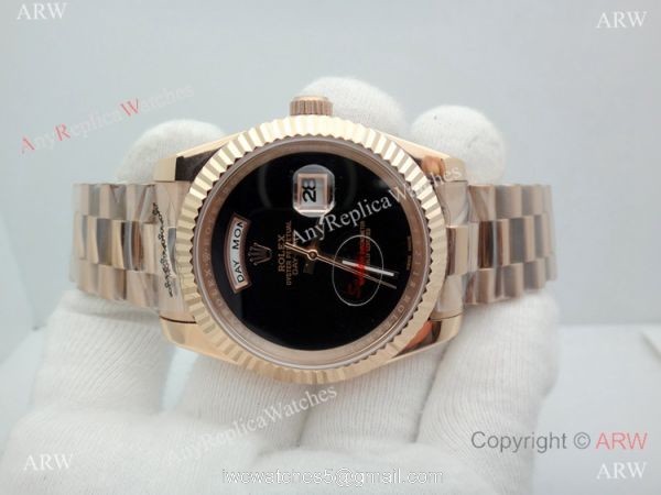 Replica Presidential Rolex Day Date 40mm Rose Gold Black Onyx Dial Watch Replica Presidential Rolex Day Date 40mm Rose Gold Black Onyx Dial Watch