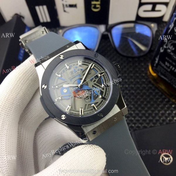 Replica Hublot Classic Fusion 43mm watches Black Bezel Rubber Strap Replica Hublot Classic Fusion 43mm watches Black Bezel Rubber Strap