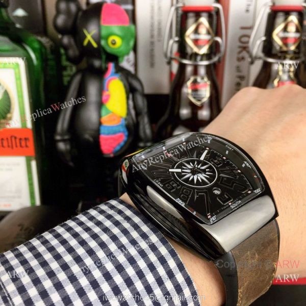 Replica Franck Muller Vanguard Yachting watch Black Dial Gray Gummy Band Replica Franck Muller Vanguard Yachting watch Black Dial Gray Gummy Band