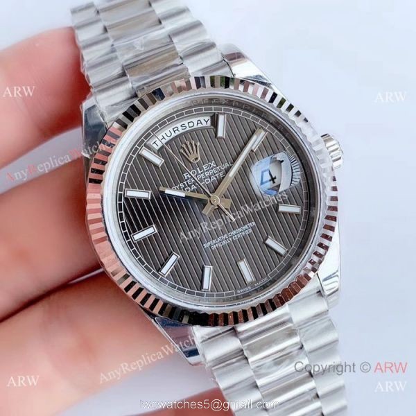 NEW Upgraded Rolex Day Date II 3255 Fluted Bezel Gray Dial Copy Watch V3 NEW Upgraded Rolex Day Date II 3255 Fluted Bezel Gray Dial Copy Watch V3