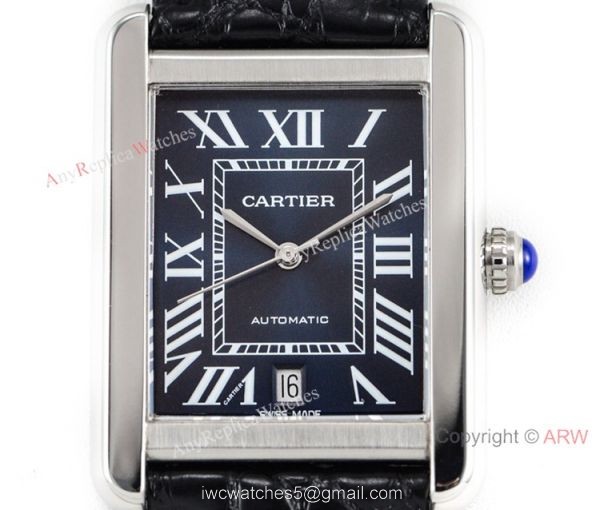 (ER) Grade 1A SwissTank Solo Cartier Watch Copy SS Black Roman Face (ER) Grade 1A SwissTank Solo Cartier Watch Copy SS Black Roman Face