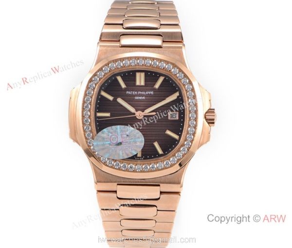 OE Factory Patek Philippe 5713G Nautilus Watches Copy Rose Gold Diamond bezel OE Factory Patek Philippe 5713G Nautilus Watches Copy Rose Gold Diamond bezel