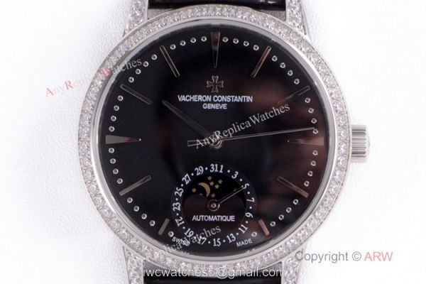 (VC) Swiss 2824-2 Vacheron Constantin Copy Watch Black Moon phase Dial (VC) Swiss 2824-2 Vacheron Constantin Copy Watch Black Moon phase Dial