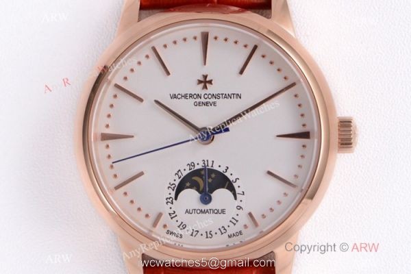 (VC) Vacheron Constantin Copy Patrimony Moon phase Rose Gold Diamond Watch 32mm (VC) Vacheron Constantin Copy Patrimony Moon phase Rose Gold Diamond Watch 32mm