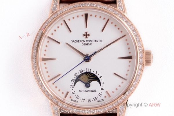 (VC) Vacheron Constantin Patrimony Moon Rose Gold Diamond Watch Swiss Replica (VC) Vacheron Constantin Patrimony Moon Rose Gold Diamond Watch Swiss Replica