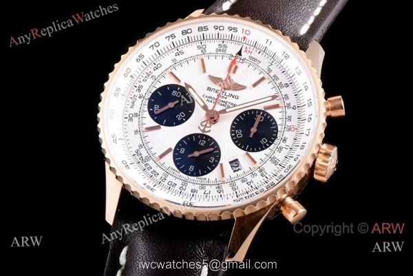 JF Factory Breitling Navitimer 01 Watch Rose Gold White Dial JF Factory Breitling Navitimer 01 Watch Rose Gold White Dial