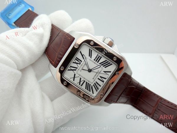 Swiss Replica Cartier Santos de 2-Tone Rose Gold Automatic Watch Swiss Replica Cartier Santos de 2-Tone Rose Gold Automatic Watch