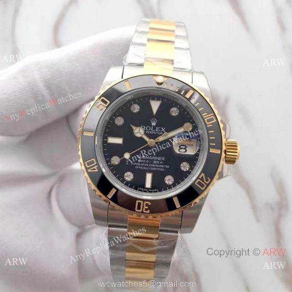 (EWF) Swiss Replica Rolex Submariner EW Factory Diamond Markers 2-Tone 3135 Watch 40mm (EWF) Swiss Replica Rolex Submariner EW Factory Diamond Markers 2-Tone 3135 Watch 40mm