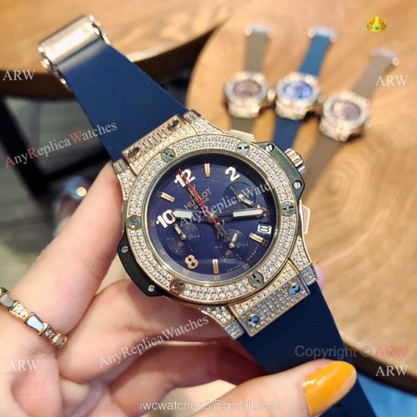 Copy Hublot Big Bang Rose Gold Diamond Blue Dial Watches Copy Hublot Big Bang Rose Gold Diamond Blue Dial Watches