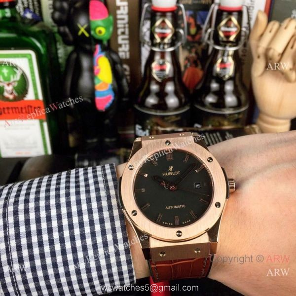 AAA Copy Hublot Classic Fusion 43mm Rose Gold Grey Face Watches AAA Copy Hublot Classic Fusion 43mm Rose Gold Grey Face Watches