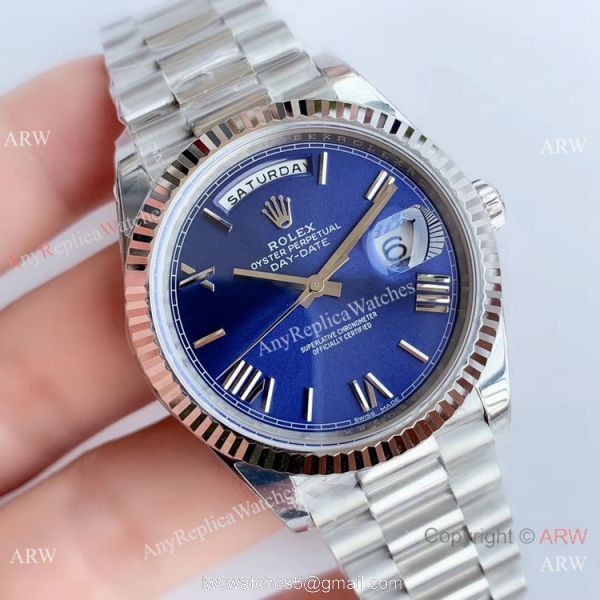 NEW Upgraded Copy Rolex DayDate ii Blue Face Stainless Steel President Watch V3 NEW Upgraded Copy Rolex DayDate ii Blue Face Stainless Steel President Watch V3