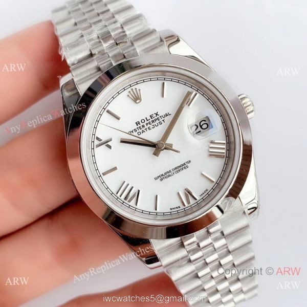 NEW Upgraded Copy Rolex Datejust 41 White Roman Dial Watch Swiss 3235 V3 NEW Upgraded Copy Rolex Datejust 41 White Roman Dial Watch Swiss 3235 V3