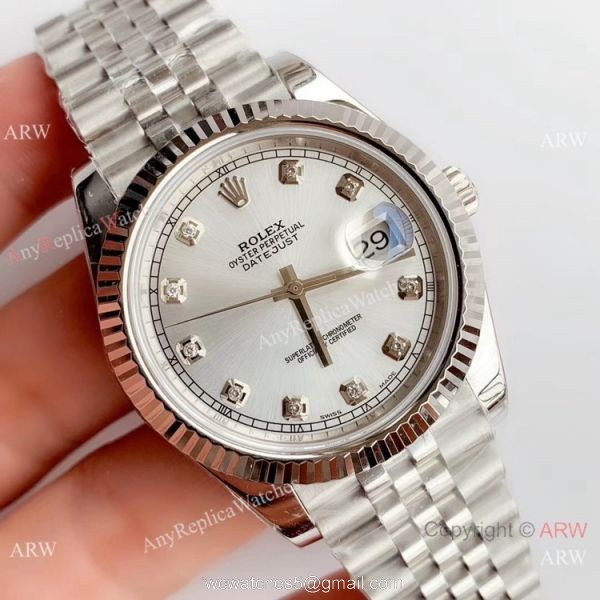 Noob Factory Watch Rolex DateJust II Silver Diamonds Face Swiss 3235 V3 Version Noob Factory Watch Rolex DateJust II Silver Diamonds Face Swiss 3235 V3 Version