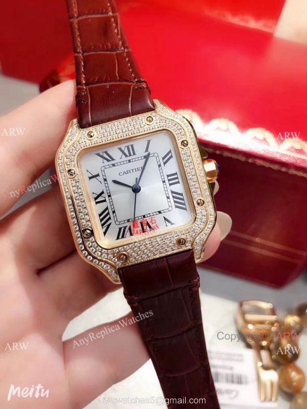 New Cartier Santos 100 Diamond Replica Watch Yellow Gold Diamond New Cartier Santos 100 Diamond Replica Watch Yellow Gold Diamond