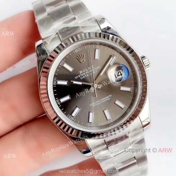 NEW Upgraded 3235 V3 Rolex Datejust 2 Fluted Bezel Grey Dial Replica Watch NEW Upgraded 3235 V3 Rolex Datejust 2 Fluted Bezel Grey Dial Replica Watch