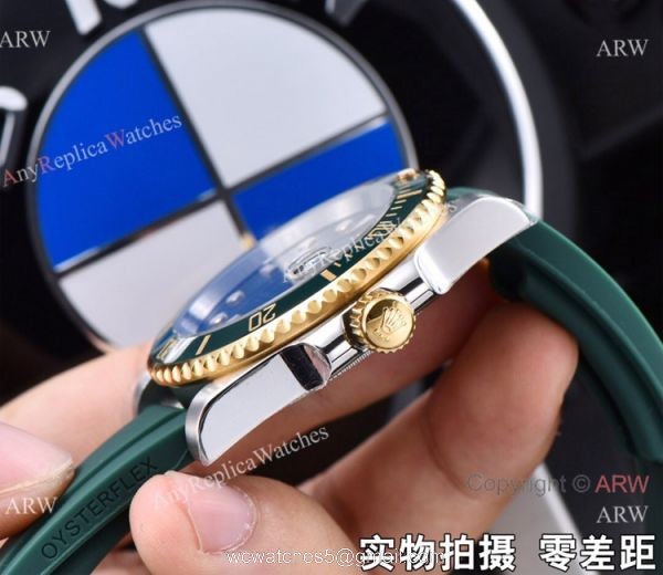 Copy Rolex Submariner Date 2 Tone Green Rubber Strap Watch 41mm Copy Rolex Submariner Date 2 Tone Green Rubber Strap Watch 41mm