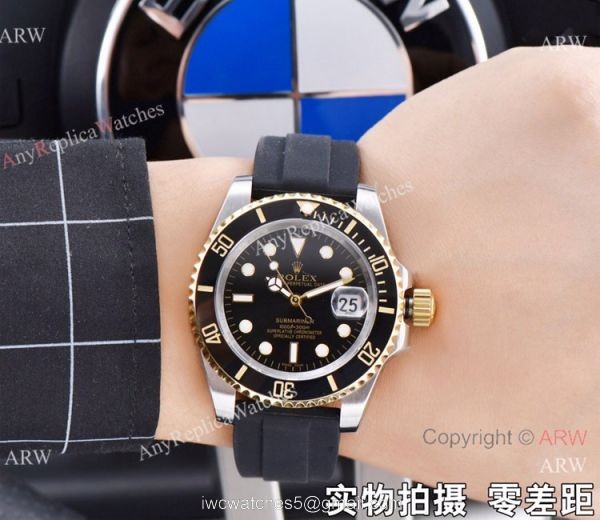 Rolex Submariner Clone Two Tone Black Rubber Strap Watch 41mm Rolex Submariner Clone Two Tone Black Rubber Strap Watch 41mm