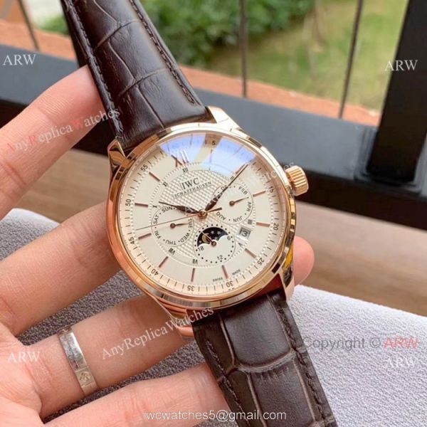 IWC Portugieser Annual Calendar Watches White Dial Black Leather Strap IWC Portugieser Annual Calendar Watches White Dial Black Leather Strap