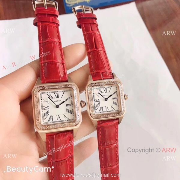 2019 New Cartier Santos Diamond Replica Watch Black Leather Strap Gold Bezel 2019 New Cartier Santos Diamond Replica Watch Black Leather Strap Gold Bezel