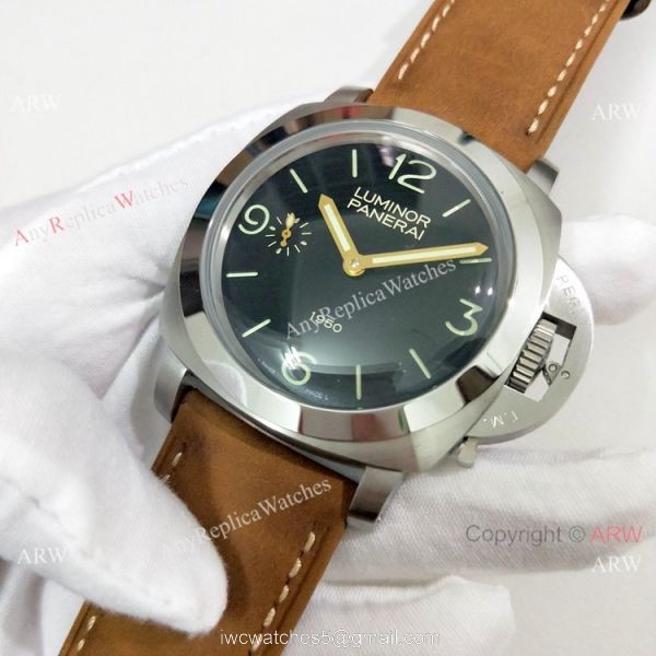 Copy Panerai Luminor PAM00127 Watch Black Dial Brown Leather Band Copy Panerai Luminor PAM00127 Watch Black Dial Brown Leather Band