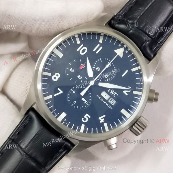 New Copy Iwc Pilot Spitfire Chronograph SS Black Dial Watch 43mm New Copy Iwc Pilot Spitfire Chronograph SS Black Dial Watch 43mm
