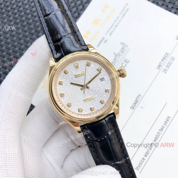 Rolex Datejust White MOP Black Leather Strap Watch Replica Rolex Datejust White MOP Black Leather Strap Watch Replica