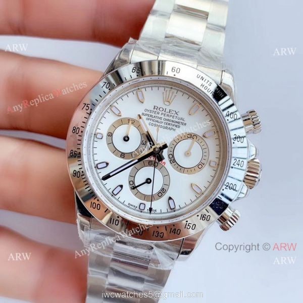 Replica Swiss Rolex Daytona Noob 7750 Watch Stainless Steel White Dial Replica Swiss Rolex Daytona Noob 7750 Watch Stainless Steel White Dial