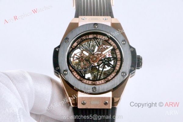 Best Fake Hublot Geneve Big Bang Skeleton Dial Rose Gold Watch 45mm Best Fake Hublot Geneve Big Bang Skeleton Dial Rose Gold Watch 45mm