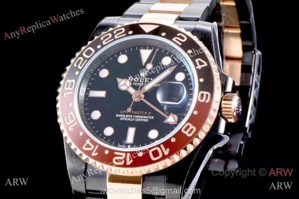 KS Factory Rolex GMT Master II Swiss ETA Root-Beer Two Tone Rose Gold PVD Watch KS Factory Rolex GMT Master II Swiss ETA Root-Beer Two Tone Rose Gold PVD Watch