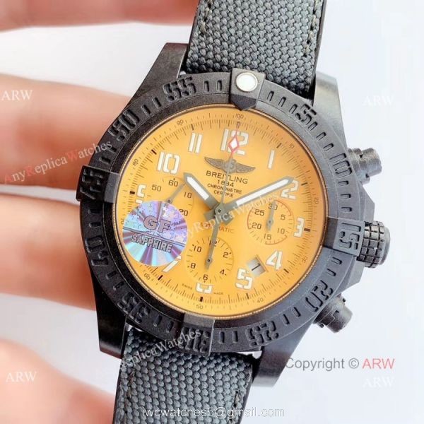 GF Factory Breitling Avenger Hurricane 45 Chronograph Replica Watch Yellow Dial Carbon Case GF Factory Breitling Avenger Hurricane 45 Chronograph Replica Watch Yellow Dial Carbon Case