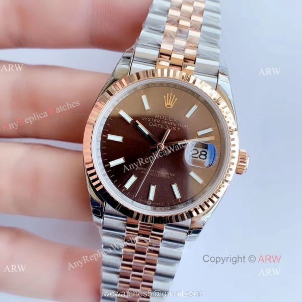EW factory Replica Rolex Oyster Perpetual Datejust 2T Rose Gold Jubilee Chocolate Dial Watch 36MM EW factory Replica Rolex Oyster Perpetual Datejust 2T Rose Gold Jubilee Chocolate Dial Watch 36MM