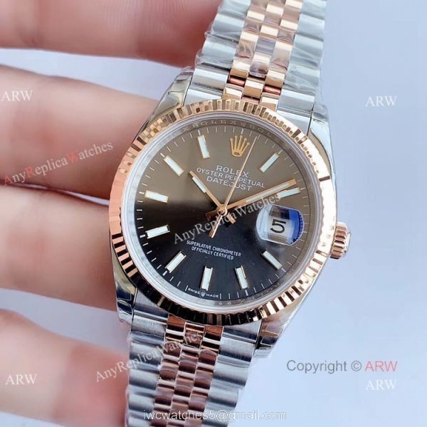 EW factory Replica Rolex Datejust 2T Rose Gold Grey Dial Watch 36MM EW factory Replica Rolex Datejust 2T Rose Gold Grey Dial Watch 36MM