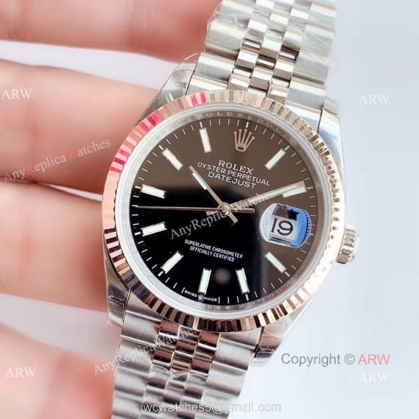 EW factory Copy Rolex Datejust 36mm Black Face SS Jubilee Band Watch EW factory Copy Rolex Datejust 36mm Black Face SS Jubilee Band Watch
