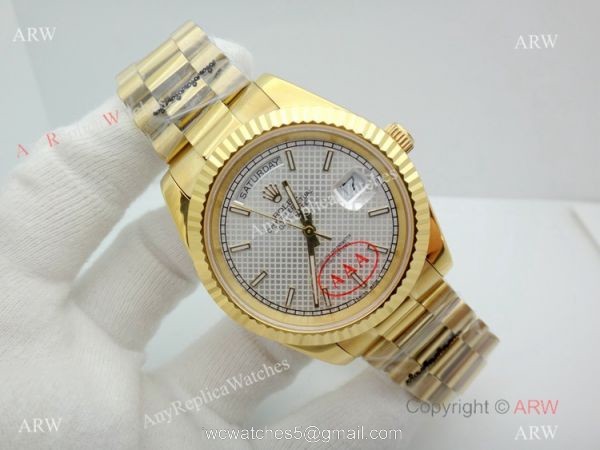 New Copy Rolex Day-Date President White textured Dial Watch 40mm New Copy Rolex Day-Date President White textured Dial Watch 40mm
