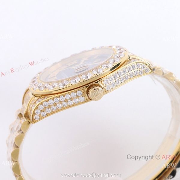 New Rolex Day-Date Gold Iced out Watch 43mm Best Chinese Replica Watches New Rolex Day-Date Gold Iced out Watch 43mm Best Chinese Replica Watches