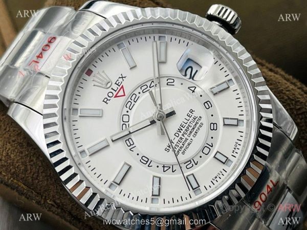 Grade 1A DR Factory Rolex Sky Dweller 42mm Watch Stainless Steel White Dial Grade 1A DR Factory Rolex Sky Dweller 42mm Watch Stainless Steel White Dial